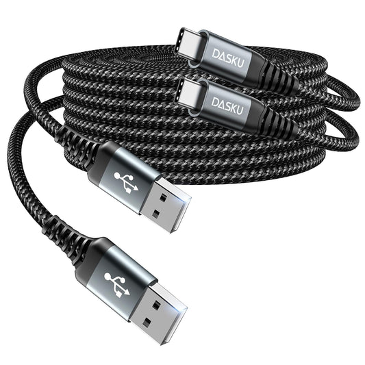 USB C Cable 3A Fast Charging [2 Pack 6FT], USB A to USB C Cable, Upgraded Extra Durable Braided USB to USB C Charger Cord Compatible with iPhone 17 16 15 Pro Max,Samsung Galaxy S10, LG and More-Black