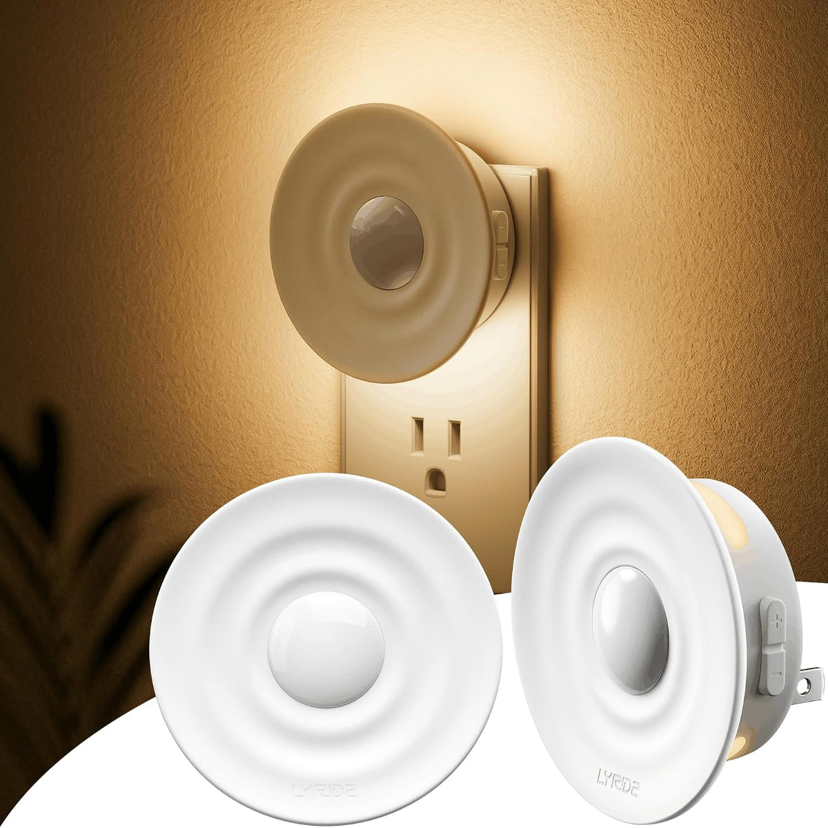 Plug-in LED Backlit Night Light with Motion & Dusk-to-Dawn Sensor, 2-Pack