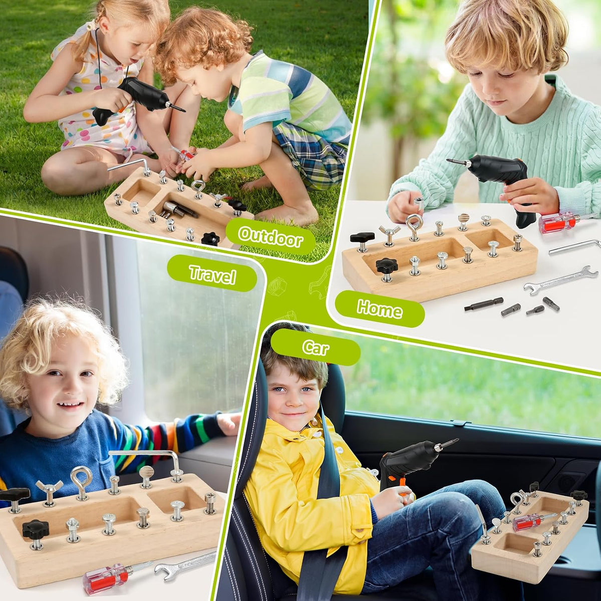 Montessori Screwdriver Board Set, Kids Screwdriver Toy Set Busy Board 3+ | Electric Drill, Fine Motor Skills, Montessori Practical Life, Tools for Toddlers 3-5, STEM Learning Activity