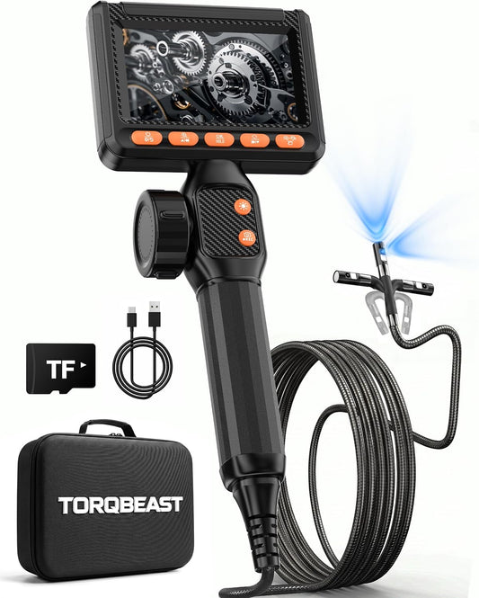 0.24“ Ultra-Slim Borescope, Two-Way&Dual Lens Endoscope,1080P Borescope Camera with Light, 210° Articulating Inspection Camera,TF Card, IP67 Waterproof,5FT Snake Camera for Automotive Engine
