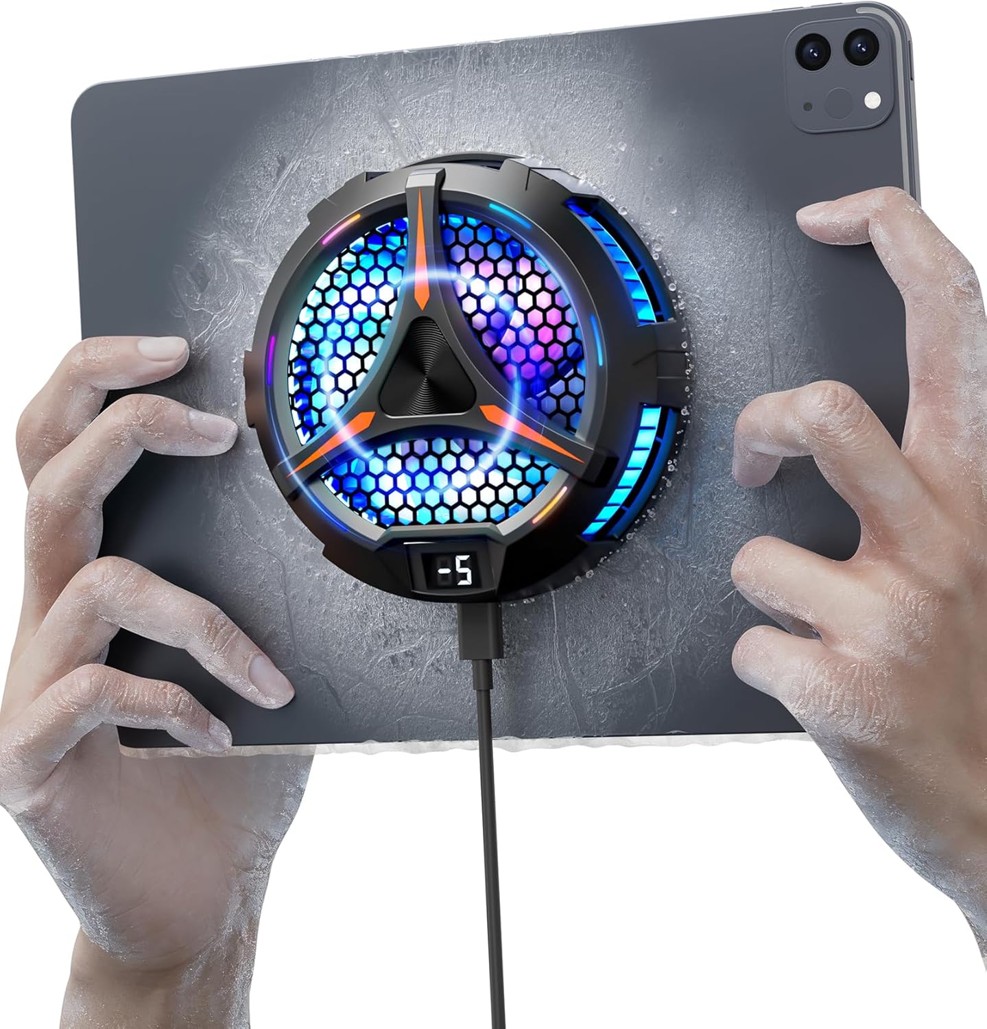 ACEDAYS iPad Cooler,Magnetic Tablet Cooler for ipad/Surface pro/Samsung Tab,Compatible for Steam Deck,Universal Radiator with Temperature Display for Mobile Gaming,Tiktok Live Streaming