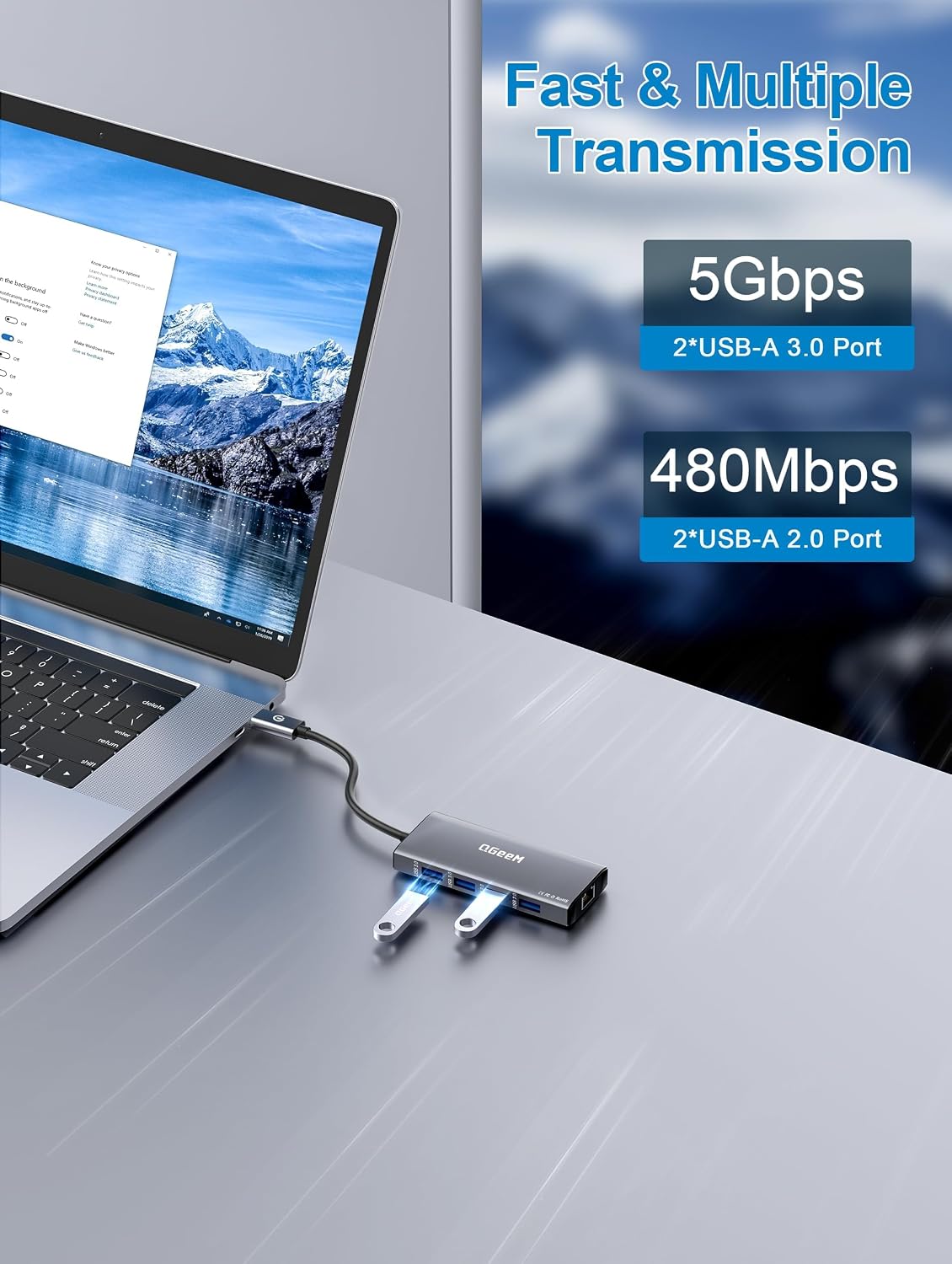 USB C Hub, 9 in 1 USBC to HDMI Adapter for Laptop/Mac Type C Devices
