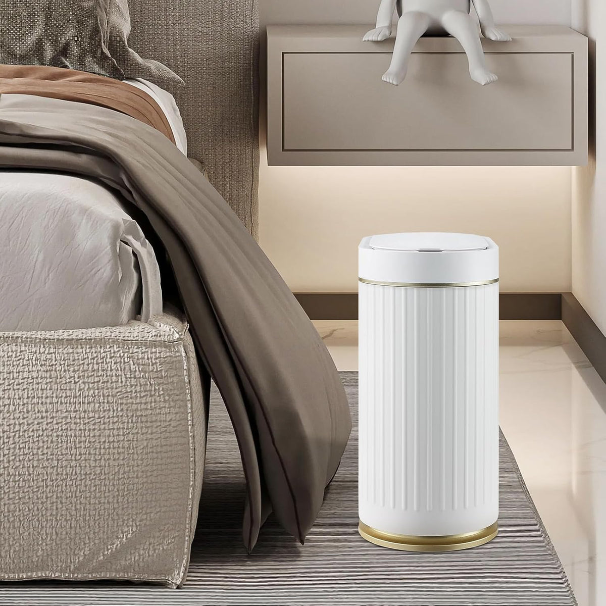 SYNCVIBE Bathroom Trash Can with Lid, 2 Gallon, Motion Sensor