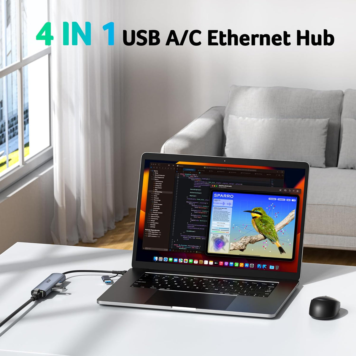 Acer USB to Ethernet Adapter, USBC Hub Ethernet 1Gbps with 3*USB 3.0