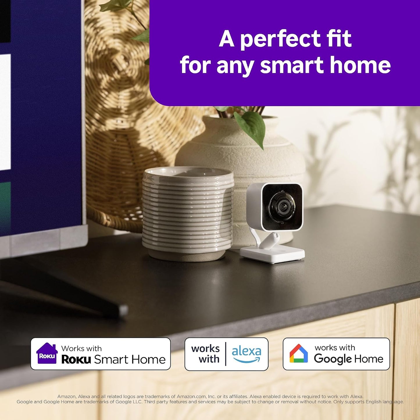Roku Indoor Camera, Home Security with 1080p HD Color Night Vision, 2-Pack | Wired Security Camera & Pet Monitor with 2 Way Audio, Motion & Sound Detection, WDR & WiFi 6 - Works with Alexa & Google