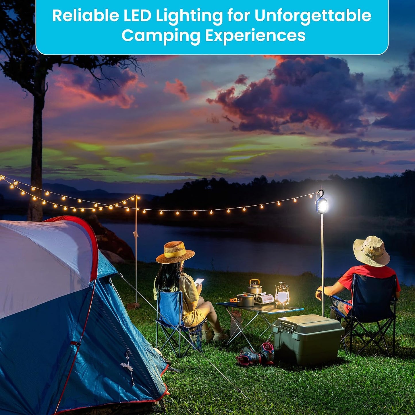 3-Pack LED Work Light | Portable Magnetic Work Light with Rotatable Hook, Magnetic Back & Push Button | Battery Operated Pocket Work Lights for Car Repairing, Emergency, Hiking, Camping
