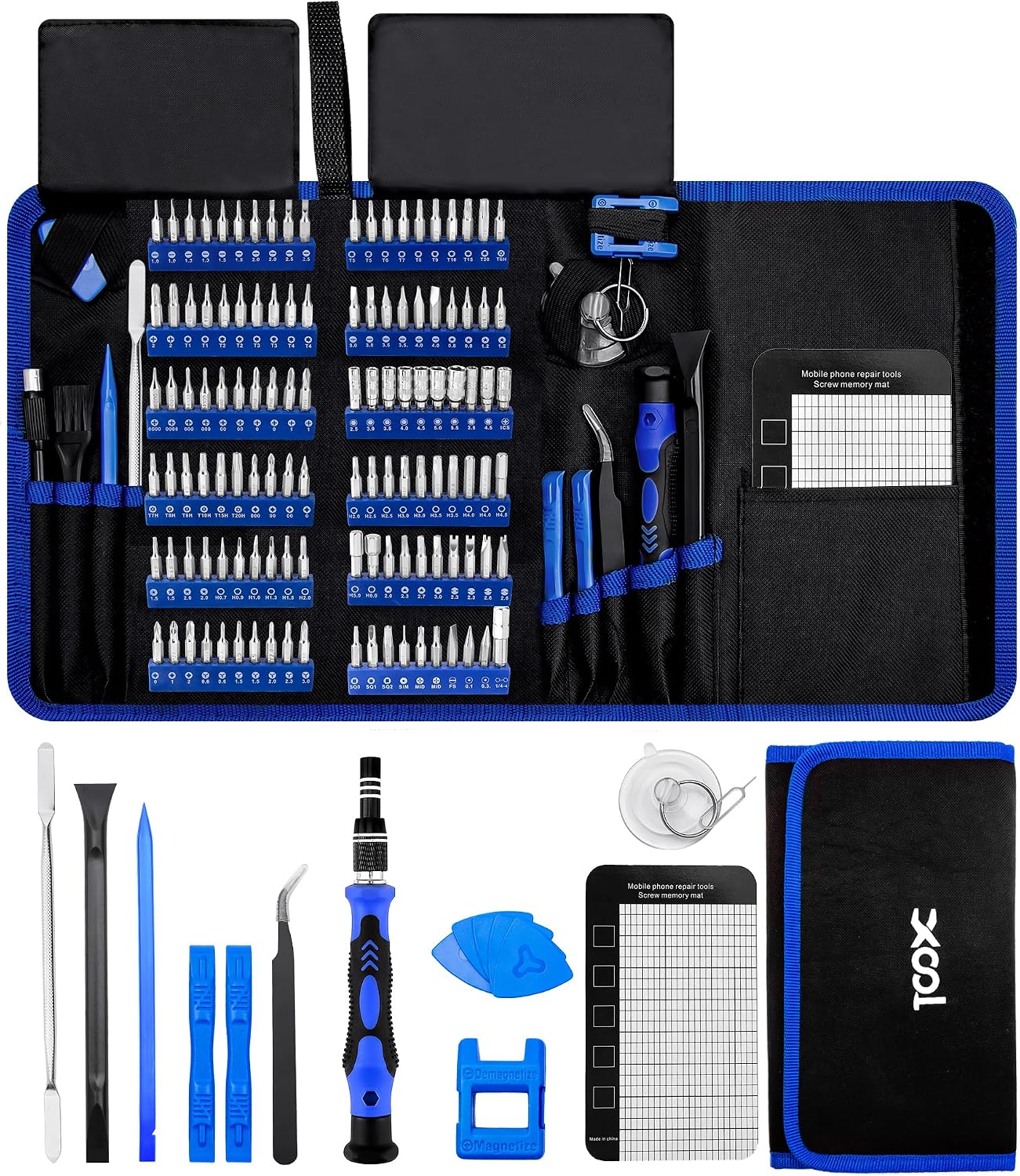XOOL 62-in-1 Precision Screwdriver Kit, 58 Magnetic Bits, Flexible Shaft & Extension Rod, Electronics Repair Tool for Phone, Laptop, PC, Tablet, Game Console