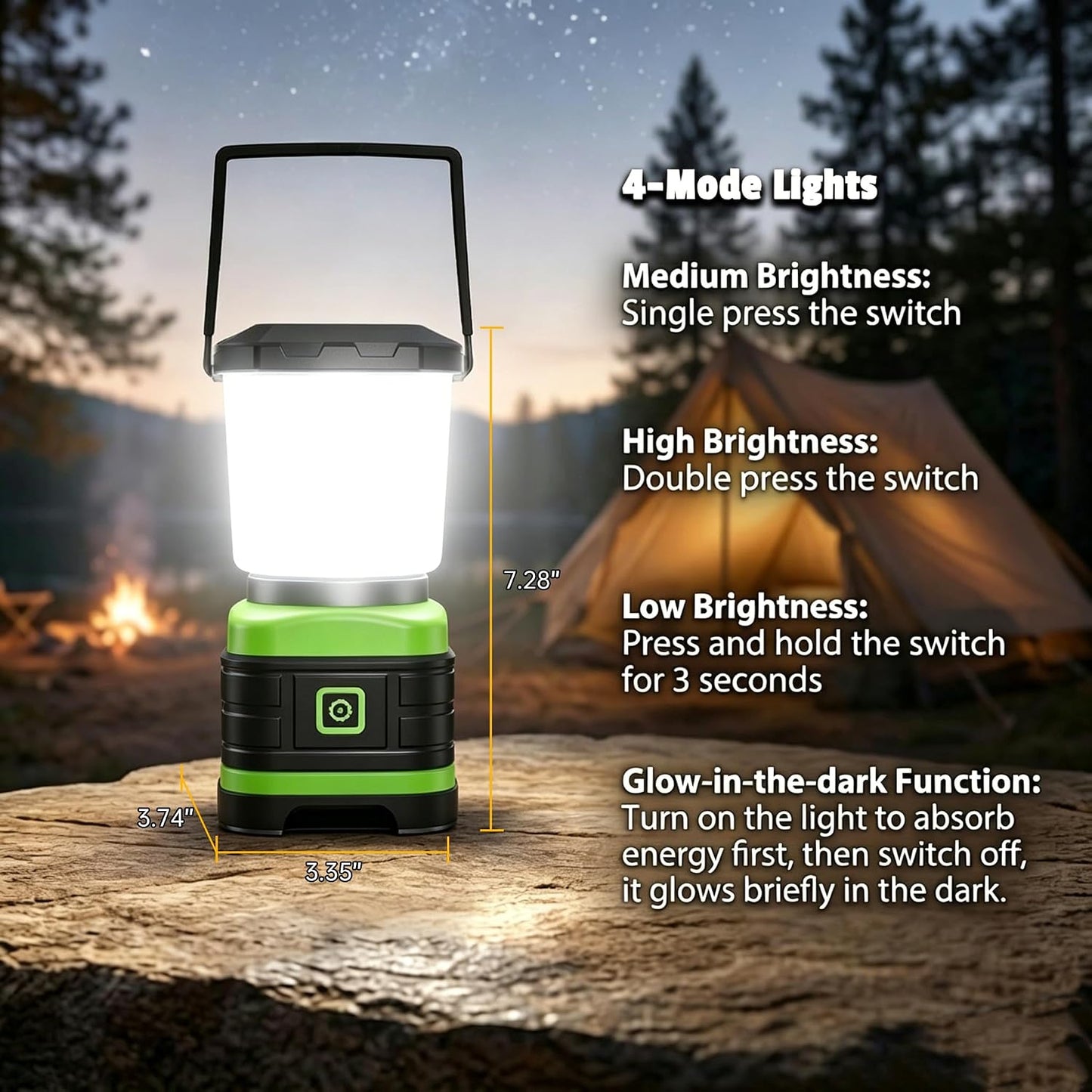 Lichamp LED Camping Lantern, Battery Powered LED Lights Camping Essentials, Portable Lanterns Flishlights for Emergency, Hurricanes, Outdoor Hiking, Power Outages, Survival Gear and Home Use, 2 Pack