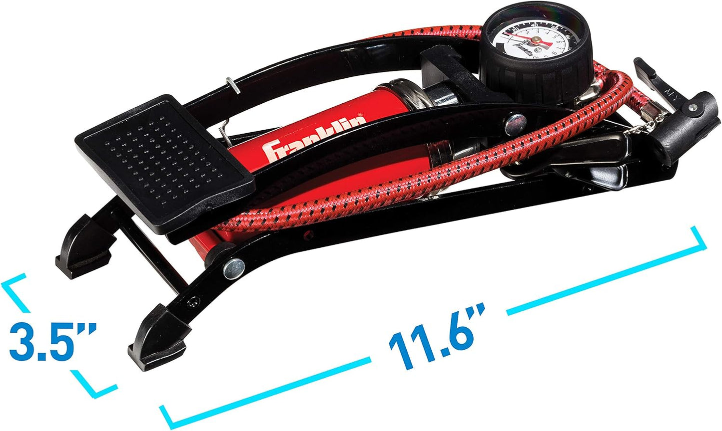 Franklin Sports Foot Air Pump for Balls, Bikes, Inflatables and More - High-Pressure Foot Pedal Pump - Compact Heavy Duty
