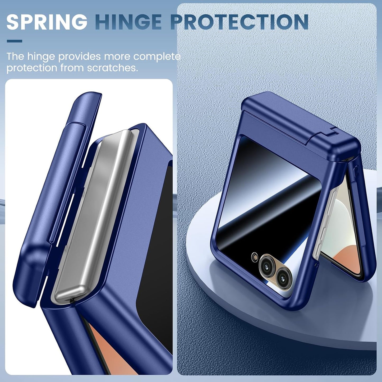 VEGO for Motorola Razr 2026/2025/2024 Case, Compatible with MagSafe | Hinge Protection & Kickstand & Privacy Screen Protector, Magnetic Slim Hard PC Protective Cover for Moto Razr 2026 - Blue