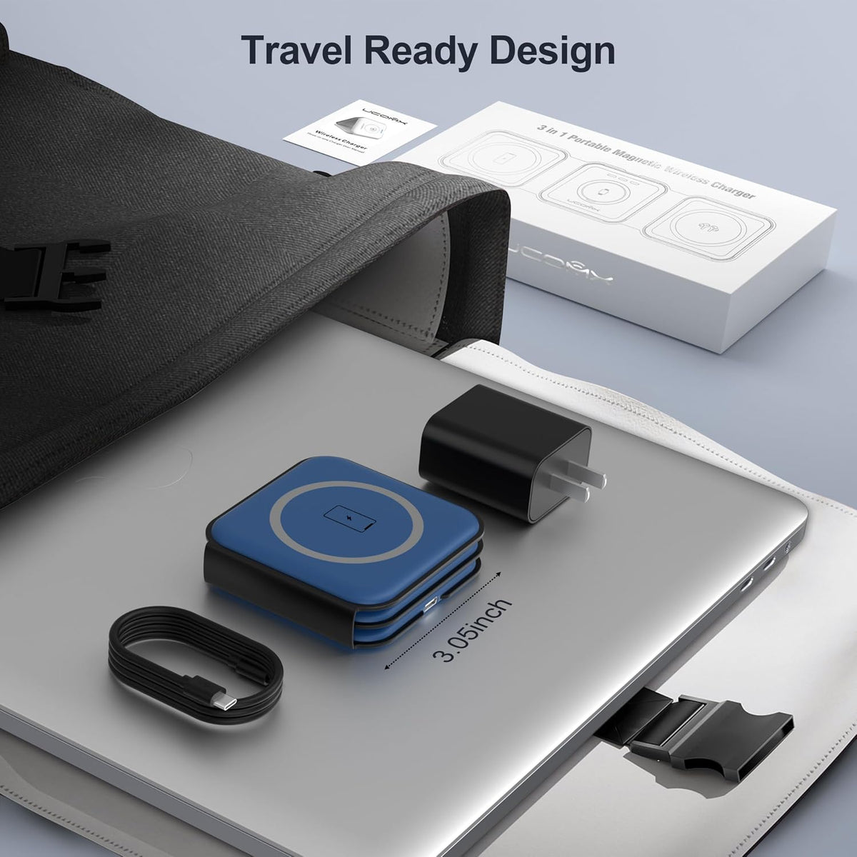 3 in 1 Charging Station for Multple Devices,Foldable 3 in 1 Wireless Charger for Travel,Nano Wireless Charging Station for iPhone16 15 14 13 12 Pro Max/Watch 10 9 8 7 6 5 4 3 Ultra/AirPod Pro