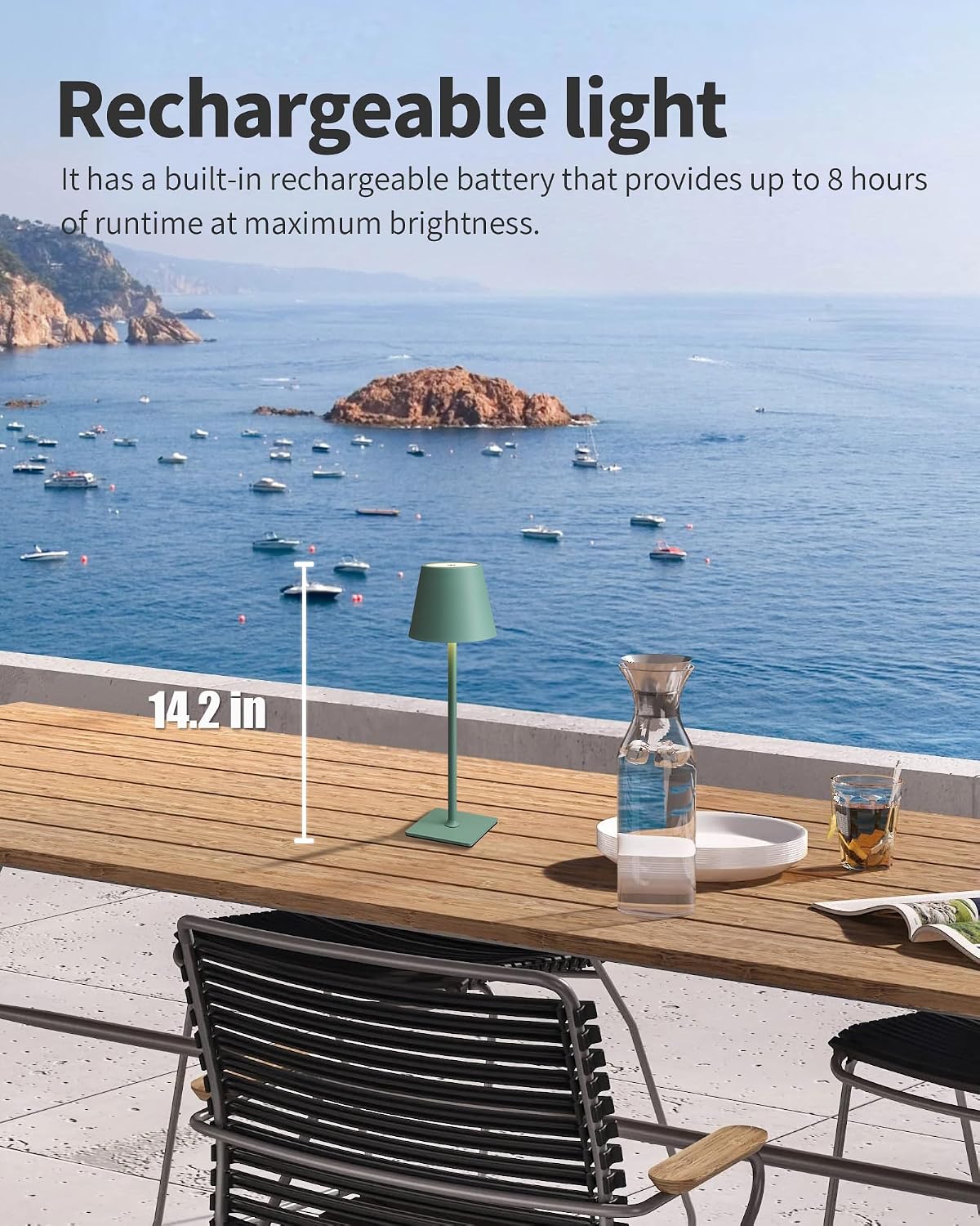 KDG 2 Pack Cordless Green Table Lamps, Rechargeable Portable LED Desk Lamps | 4000mAh Battery Operated 3 Color Stepless Dimming Up for Restaurant, Bedroom, Outdoor Party, Camping, Coffee Shop, Nightlight