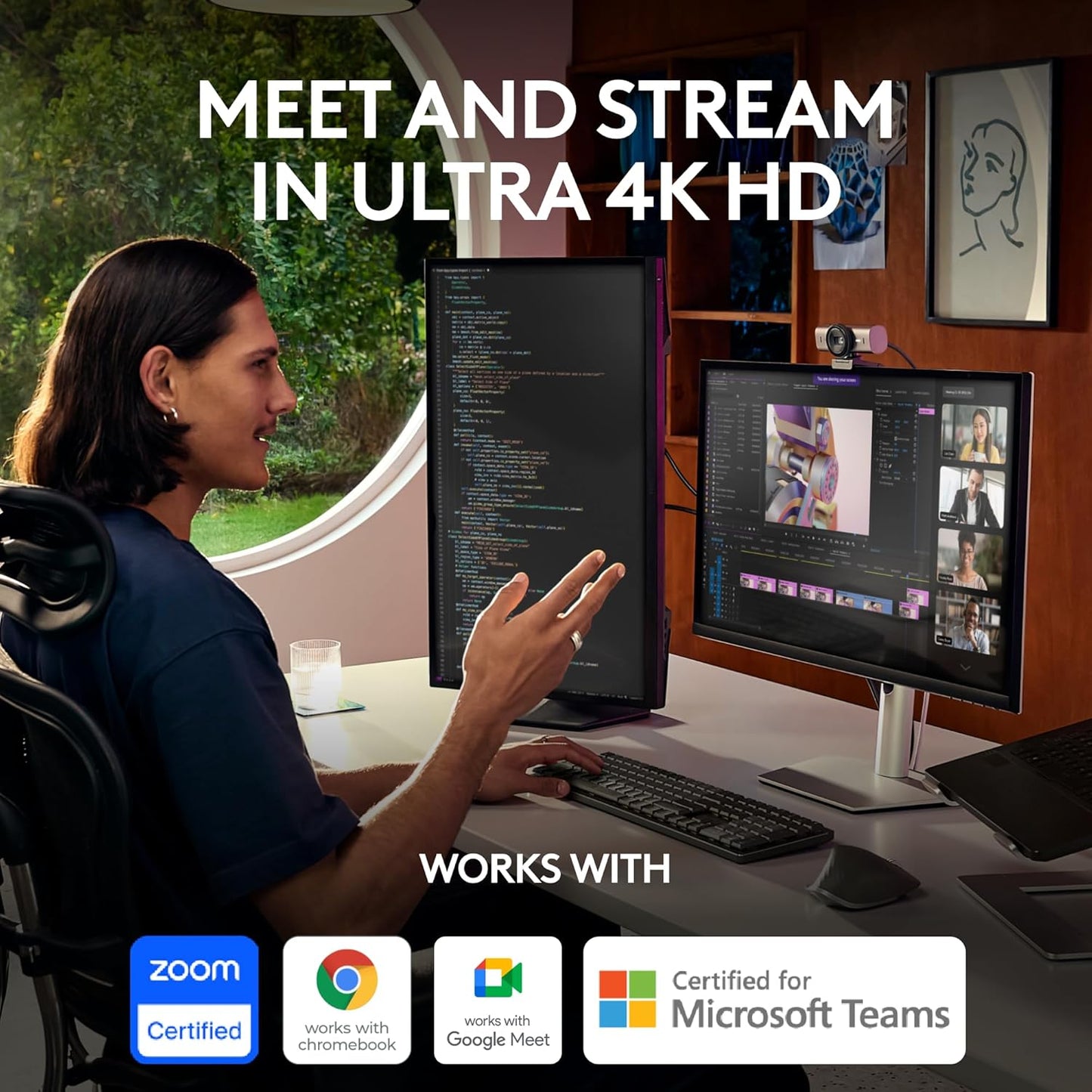 Logitech MX Brio Ultra HD 4K Webcam Collaboration and Streaming - Graphite | Ideal for collaboration and streaming, Show Mode, works with Microsoft Teams, Zoom, Google Meet, Nintendo Switch 2