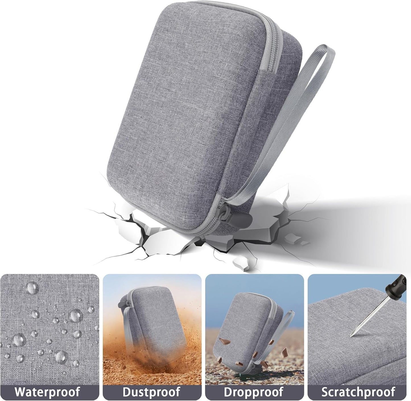 Hard Storage Case for WOLFBOX MF100/MF50/MF60/70 Electric Air Duster | Shockproof, Anti-crush, Mesh Pocket, Accessory storage, Not losing accessories, Protective Storage Box, Gray Case