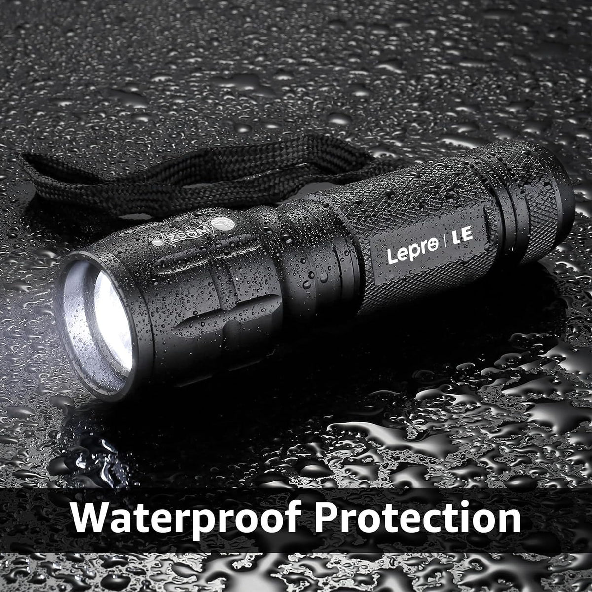 Lepro Lighting Ever LED Flashlight, High Lumens Waterproof Adjustable Focus | Small, lightweight. For outdoor, camping, emergency, tactical use. AAA batteries included. Adjustable zoom focus.