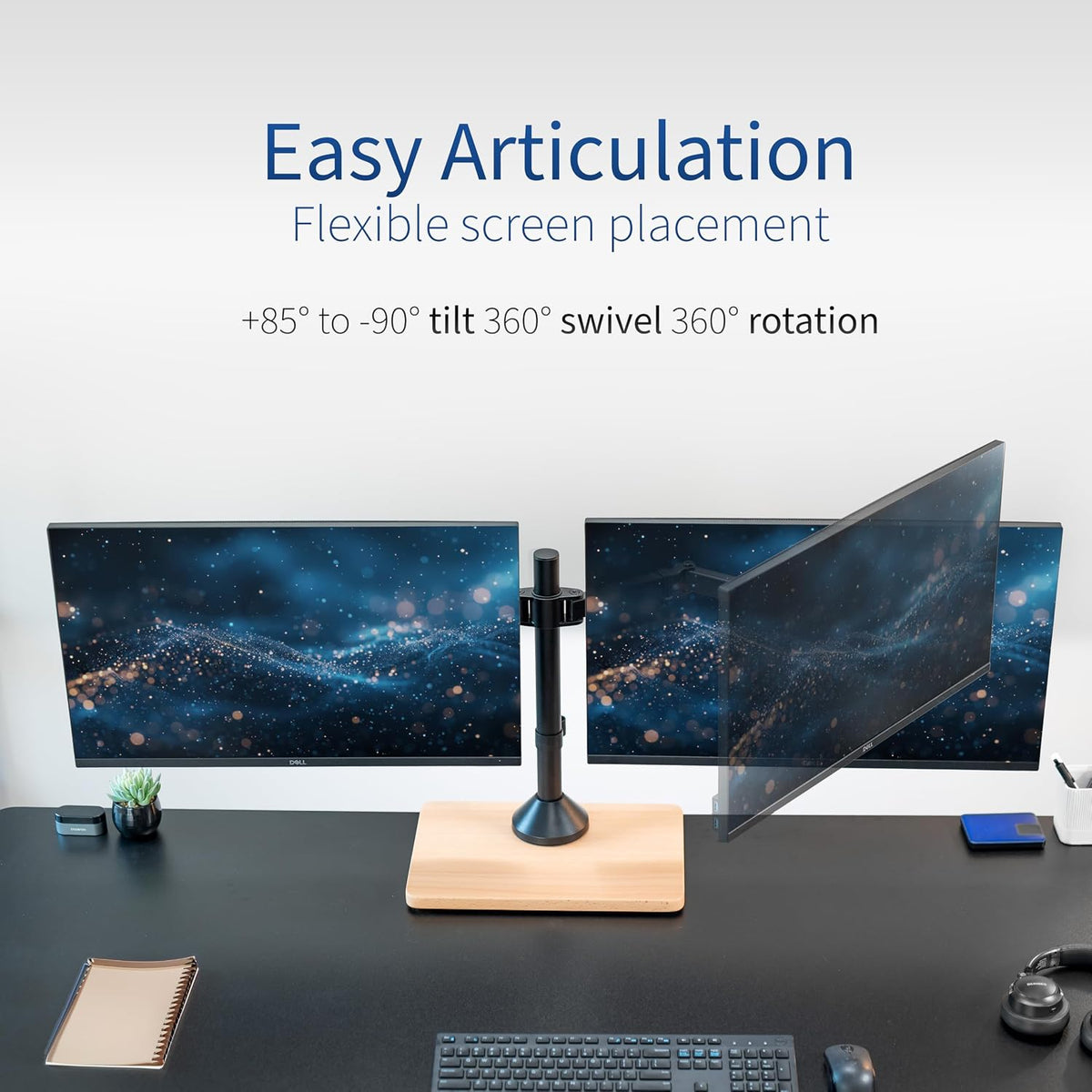 VIVO Dual Monitor Desk Stand for 13 to 32 inch Screens, STAND-V002FD-B