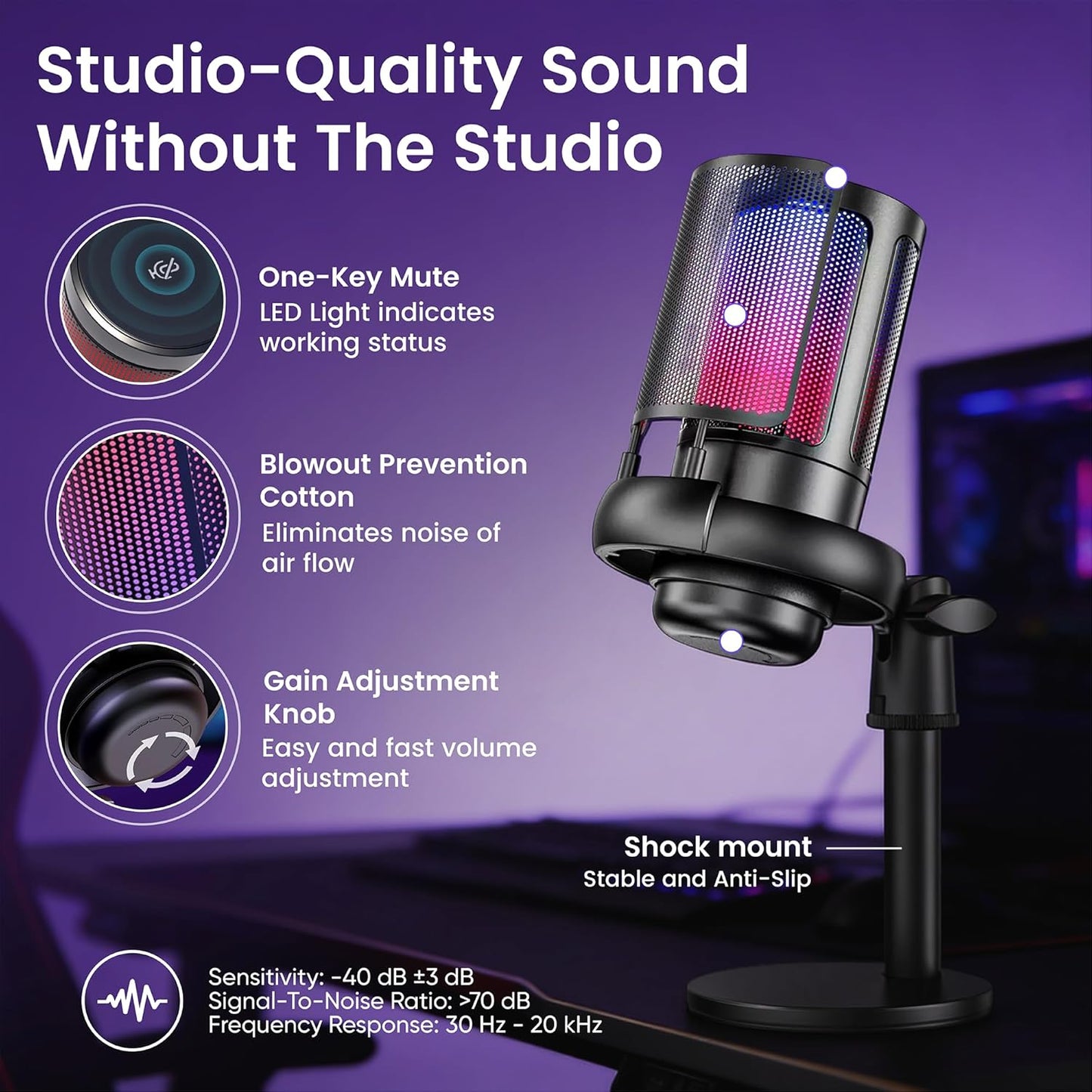 Webcam Streaming Kit with USB RGB Microphone & LED Light – 1080P 30FPS Streaming Camera Bundle for Twitch, YouTube, Podcasting, WFH – PC & Mac Compatible (Not for PS5 Alone)