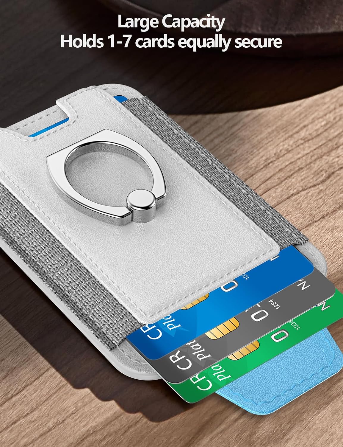 for Magsafe Wallet with Grip, 6-Card Holder; Stronger Magnetic Phone Wallet | Magnetic Card Wallet Holder for iPhone 17/16/15/14/13/12 Series, Privacy Flap, RFID Blocking, Grey