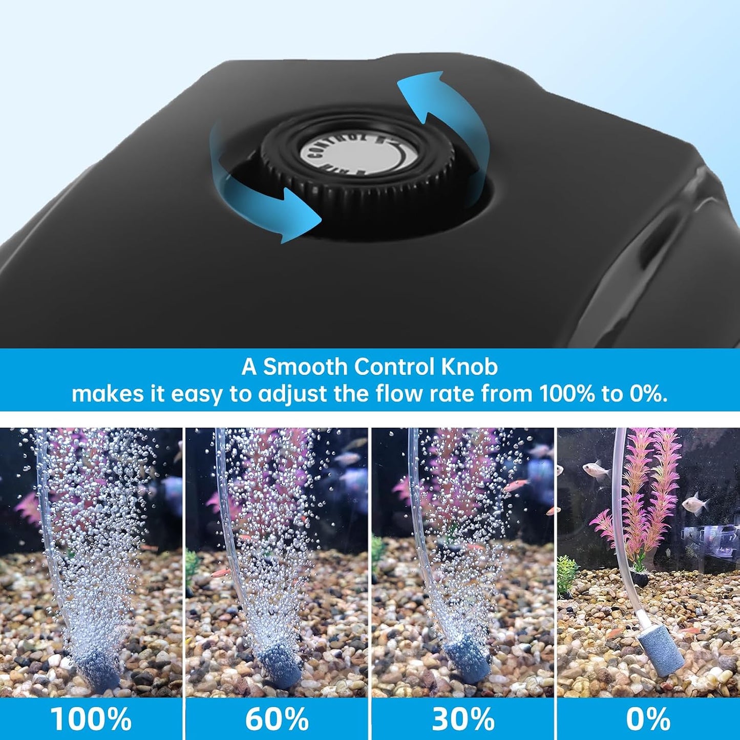AQUANEAT Aquarium Air Pump 300GPH, for up to 200 Gallon Fish Tank, Powerful Hydroponic Aerator Pump with Tubing, Air Stones, Valves