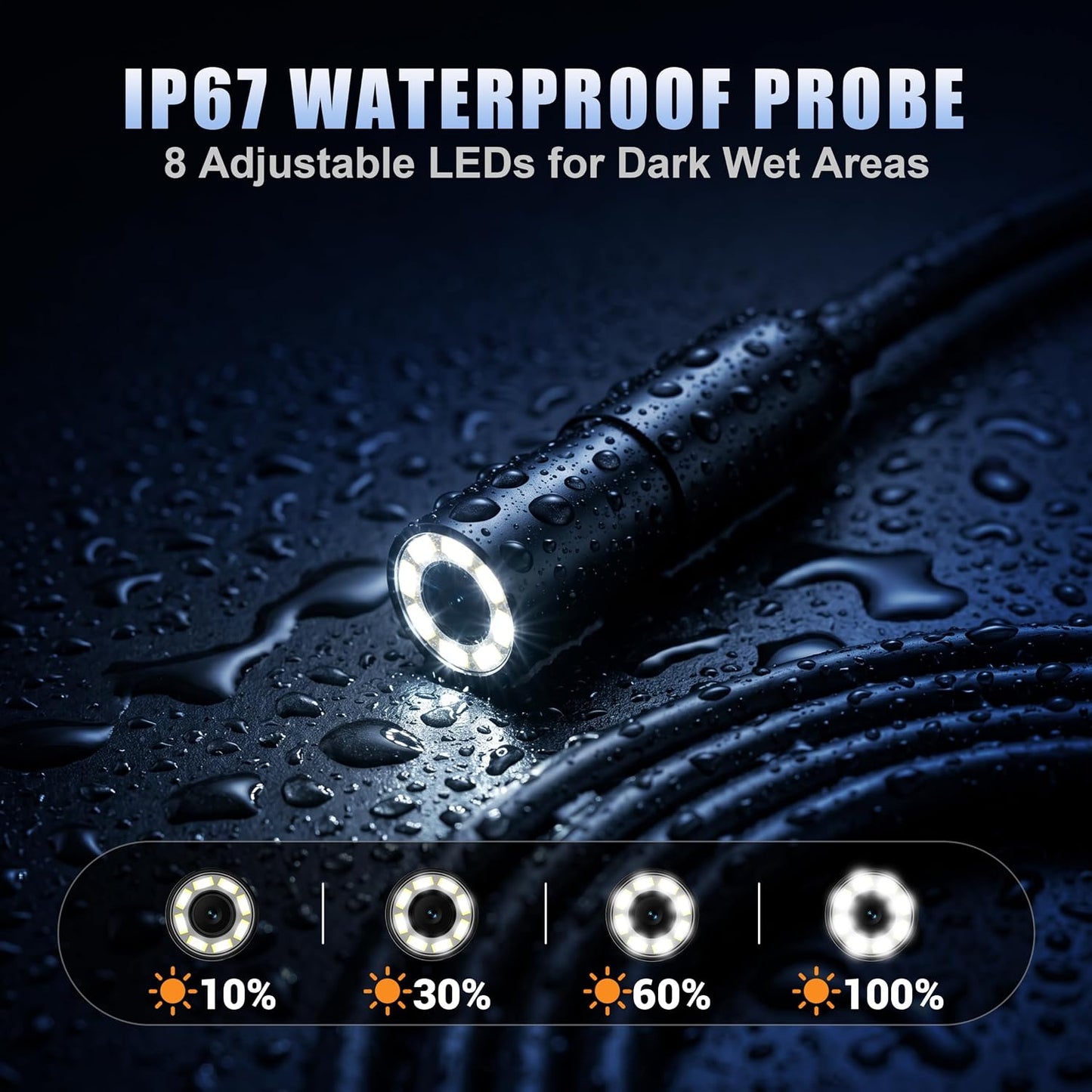 Endoscope Camera with Light, 1080P HD Borescope with 4.3" IPS Screen | IP67 Waterproof Snake Inspection Camera with 8 LEDs, 16.5FT Scope Tool for Automotive, Wall, Vent, Drain, Pipe