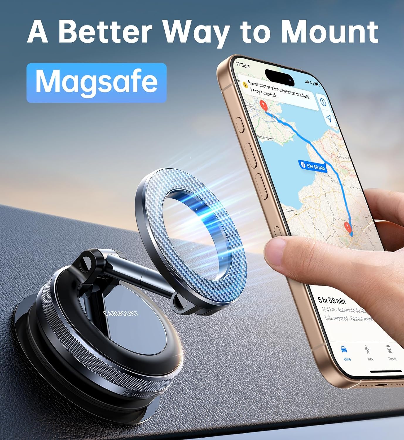 for Magsafe Car Mount carmount 2.0 Magnetic Phone Mount【Ultra-Stable Magnetic Hold】Vacuum Magnetic Phone Holder for Car Dashboard Windshield Phone Holders for Your Car for iPhone Samsung,Carbon Fiber