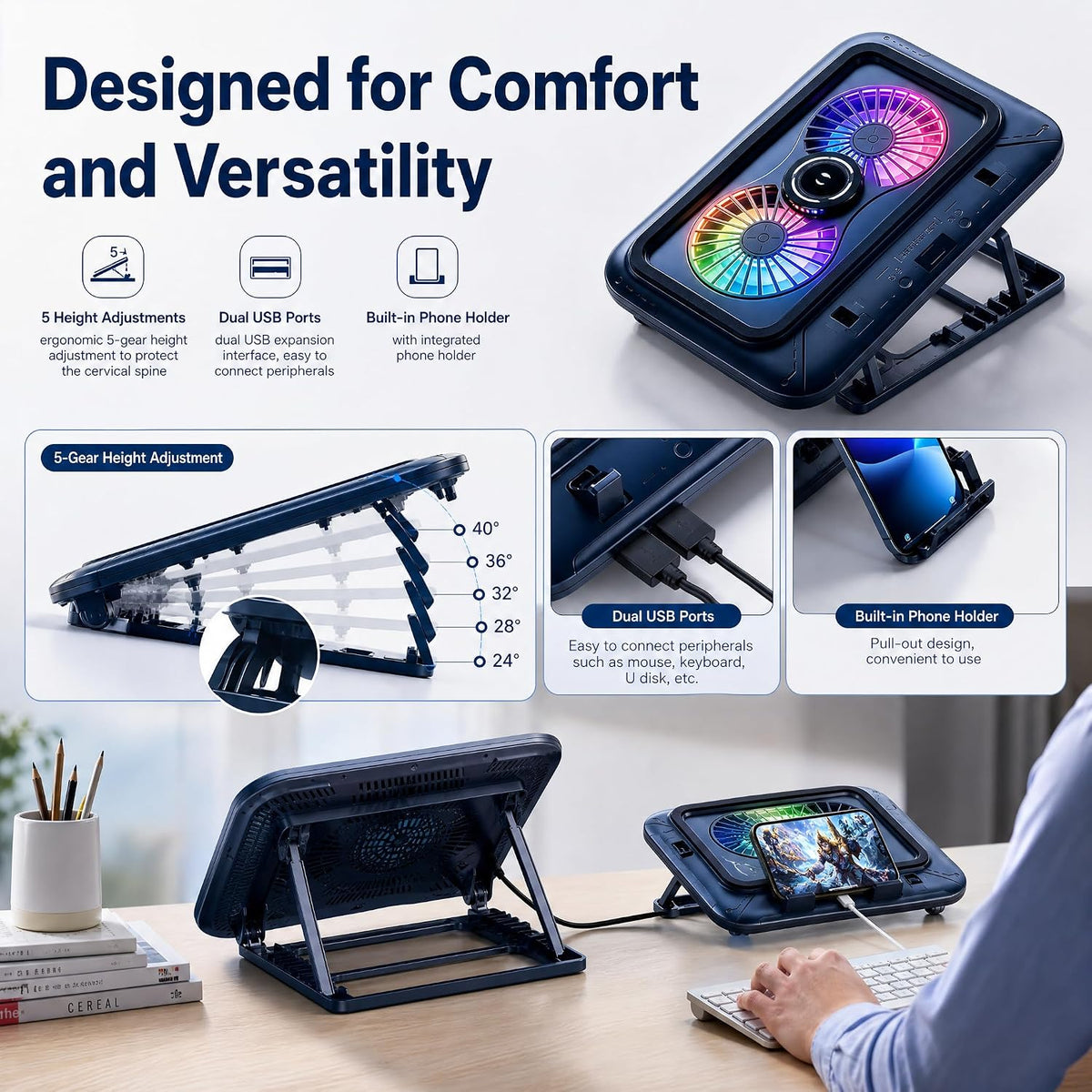 NIMO Laptop Cooling Pad Semiconductor and Pressurized Turbo Fan Station