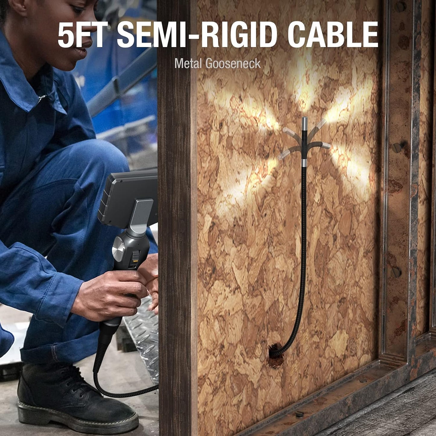 Teslong TD500 Articulating Borescope for Mechanic Automotive Inspection