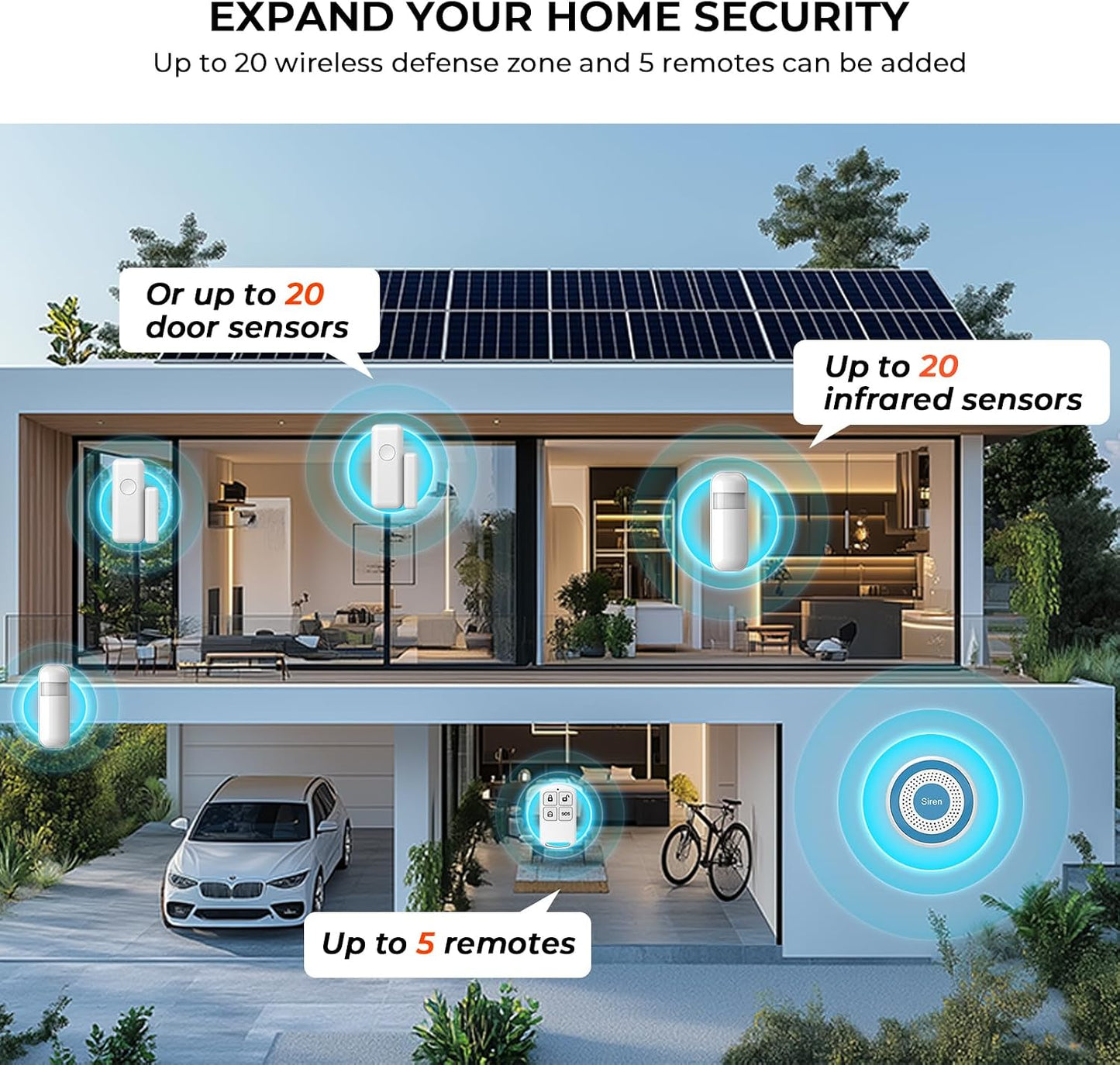 PGST Wireless Alarm System for Home Security,DIY WiFi Alarm Siren Systems,8-Piece Kits with Door/Window and Motion Sensors,Tuya App Alerts Remote Push,Compatible with Alexa Assistant,No Contract Fee