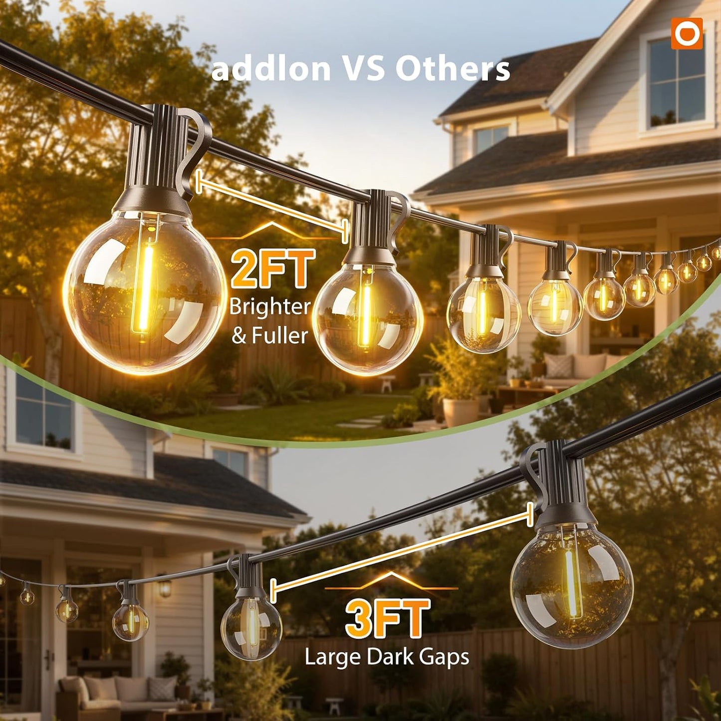 addlon 100FT 54LED Solar String Lights Outdoor Waterproof with Remote, USB | Shatterproof Outdoor Lights, 5000mAh Battery, Dimmable Timer Modes, Solar Powered Patio Lights for Backyard, Garden, Camping