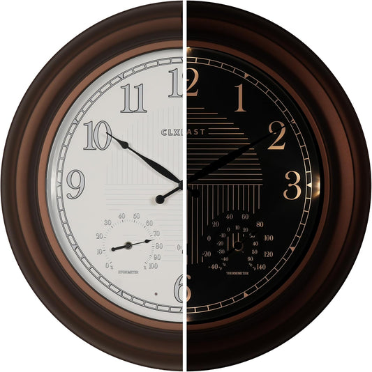 CLXEAST 24" Illuminated Outdoor Atomic Analog Clocks Waterproof