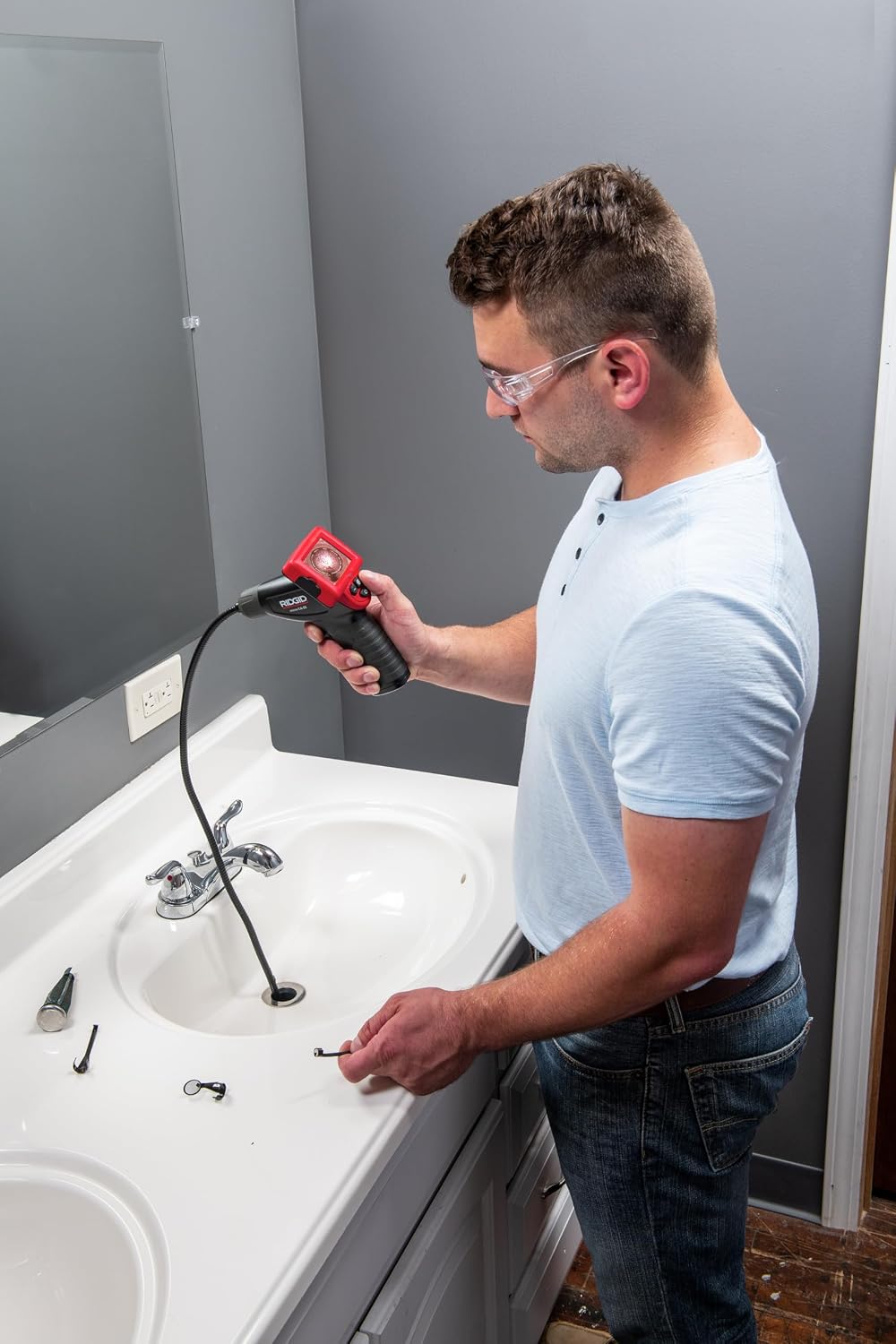 RIDGID 40043 Micro CA-25 Hand-Held Inspection Camera with 4' Cable, Borescope, Red