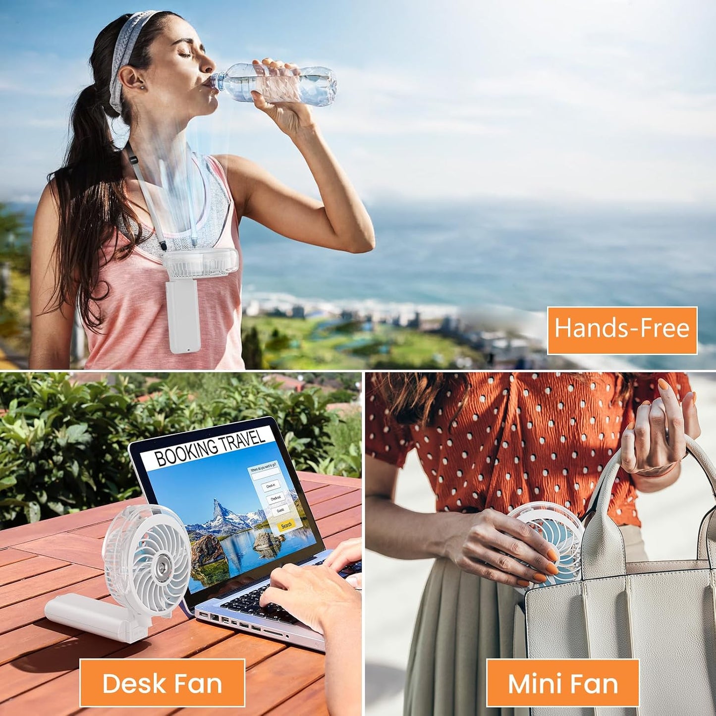 HandFan 5200mAh Upgraded Personal Misting Fan, Rechargeable Handheld Mister Fan, Spray Water Mist Fans, Portable Cooling AC, Electric Mini Hand Fans for Beach Travel Outdoors(White)