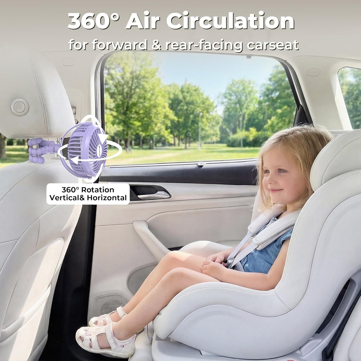 AMACOOL Battery Operated Stroller Fan, Portable Clip On Fan Rechargeable | Baby Travel Essentials for Beach Disney, Newborn Boy & Girl Gifts Registry Search, Cooling for Car Seat Wagon Crib Treadmill