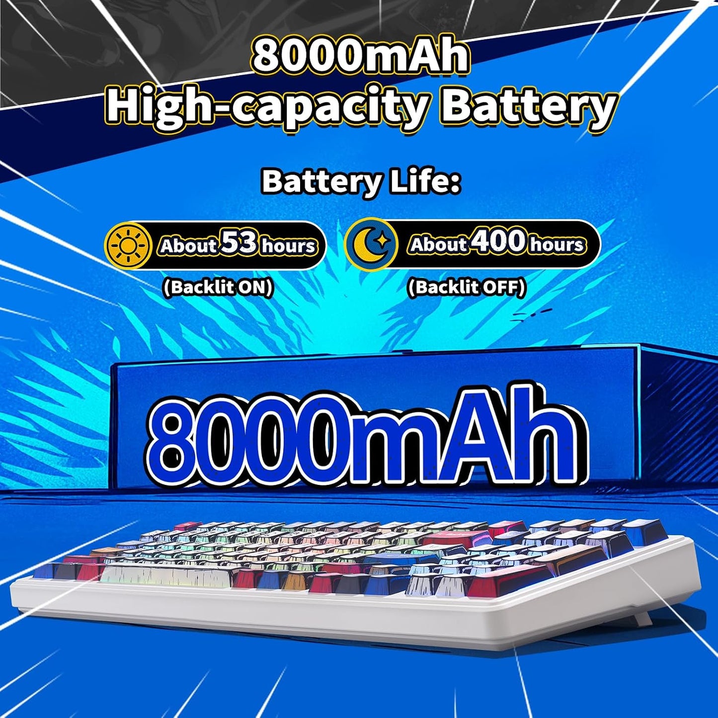 Aula F99 Mechanical Keyboard Wireless Creamy Computer Gaming Keyboards | 8000mAh Rechargeable,Hot Swappable Custom,RGB Backlit,Tri-Mode BT5.0/2.4GHz/USB-C,Pre-lubed Linear Switches,Gasket Structure