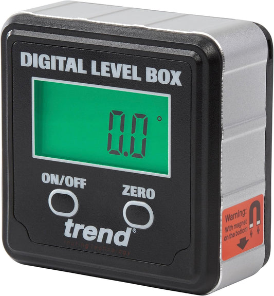 Trend Digital Level Box and Angle Finder, Magnetic Base and Backlit LCD Display for Table Saw, Miter Saw and Blade Angle Setup, Black, DLB