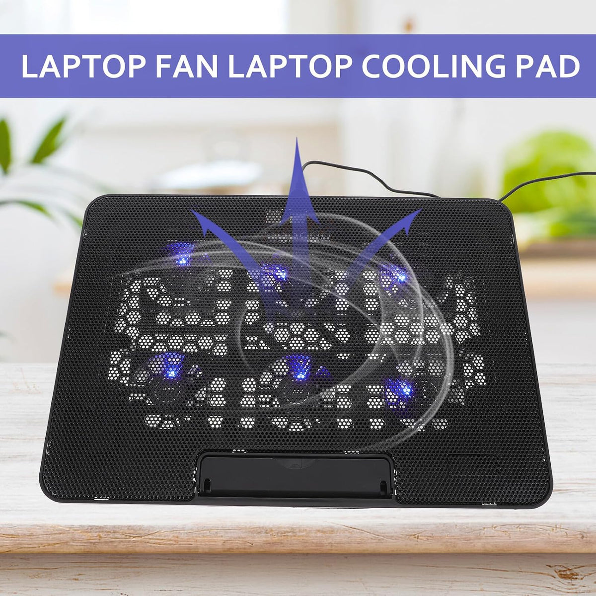 Kisangel Laptop Cooling Pad, 6 Fan Silent Cooler Stand for 15.6 in Notebook