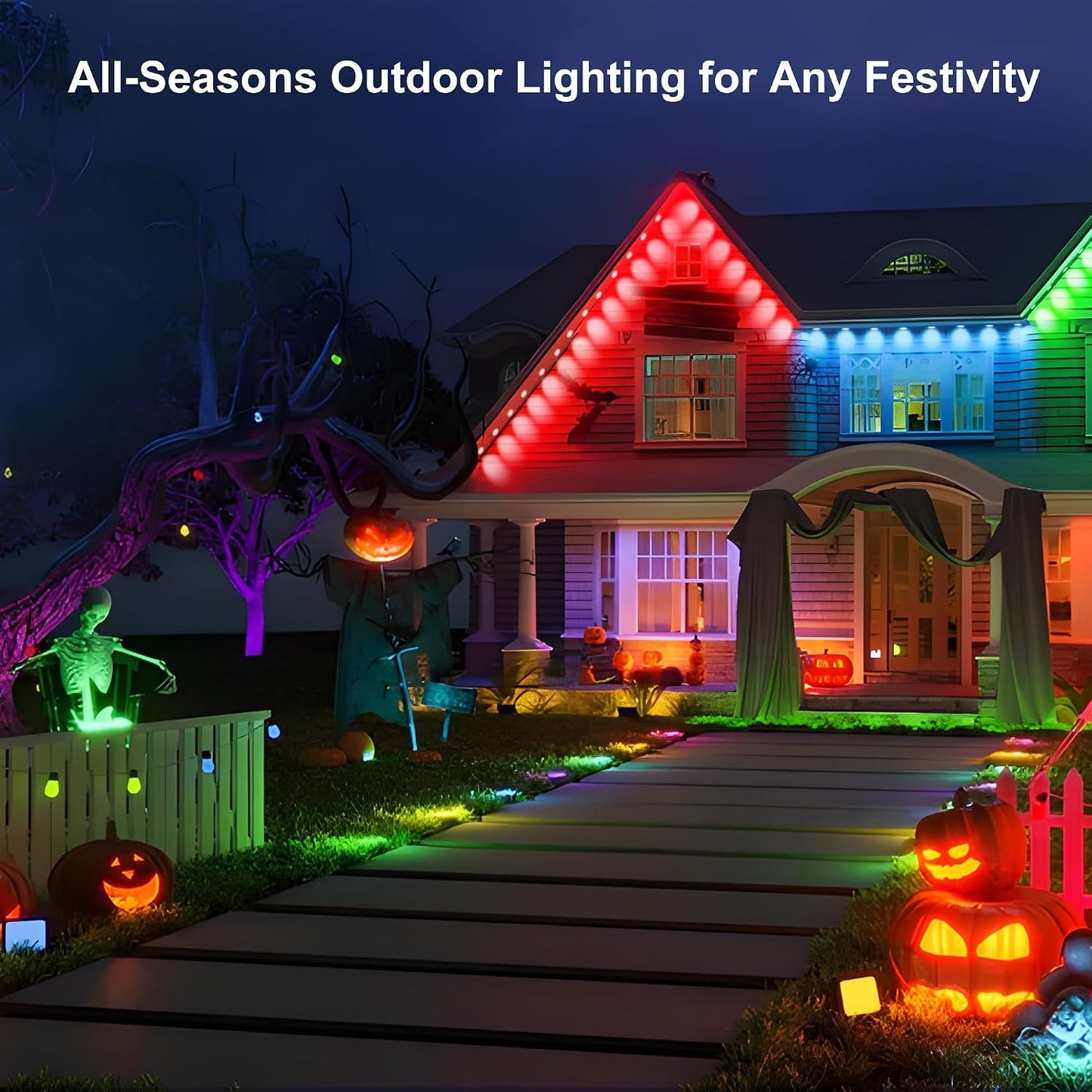 Permanent Outdoor Lights, 100ft RGB Outdoor Christmas Lights with 72 LED Lights, IP67 Waterproof LED Eaves Lights with DIY Scene Modes for Halloween Decor, Smart APP & Remote Control