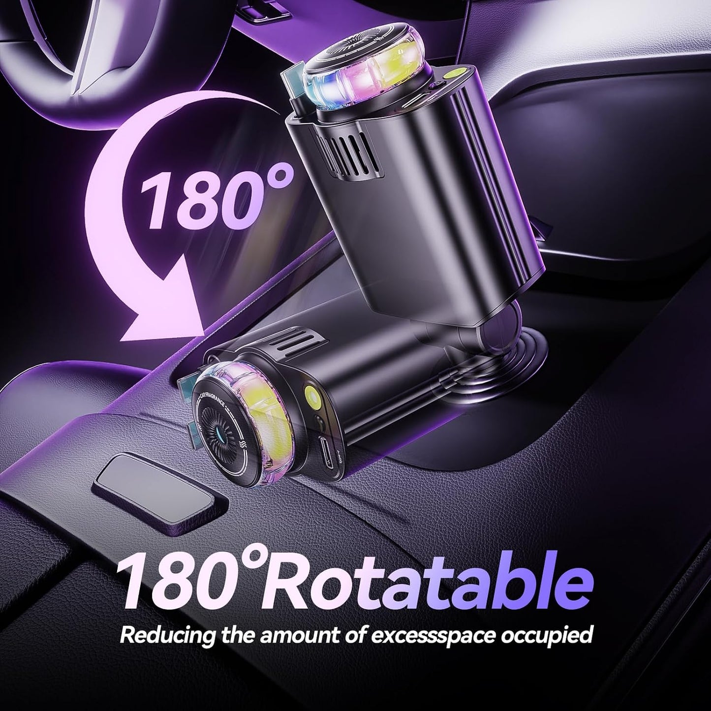 5 in 1 Retractable USB C Car Charger Fast Charge Aromatherapy Starry Sky | 69W Car Chargers Fast Charging Adapter with Air Freshener & Starlight, Compatible with iPhone 17 16 15 14 13 & Android