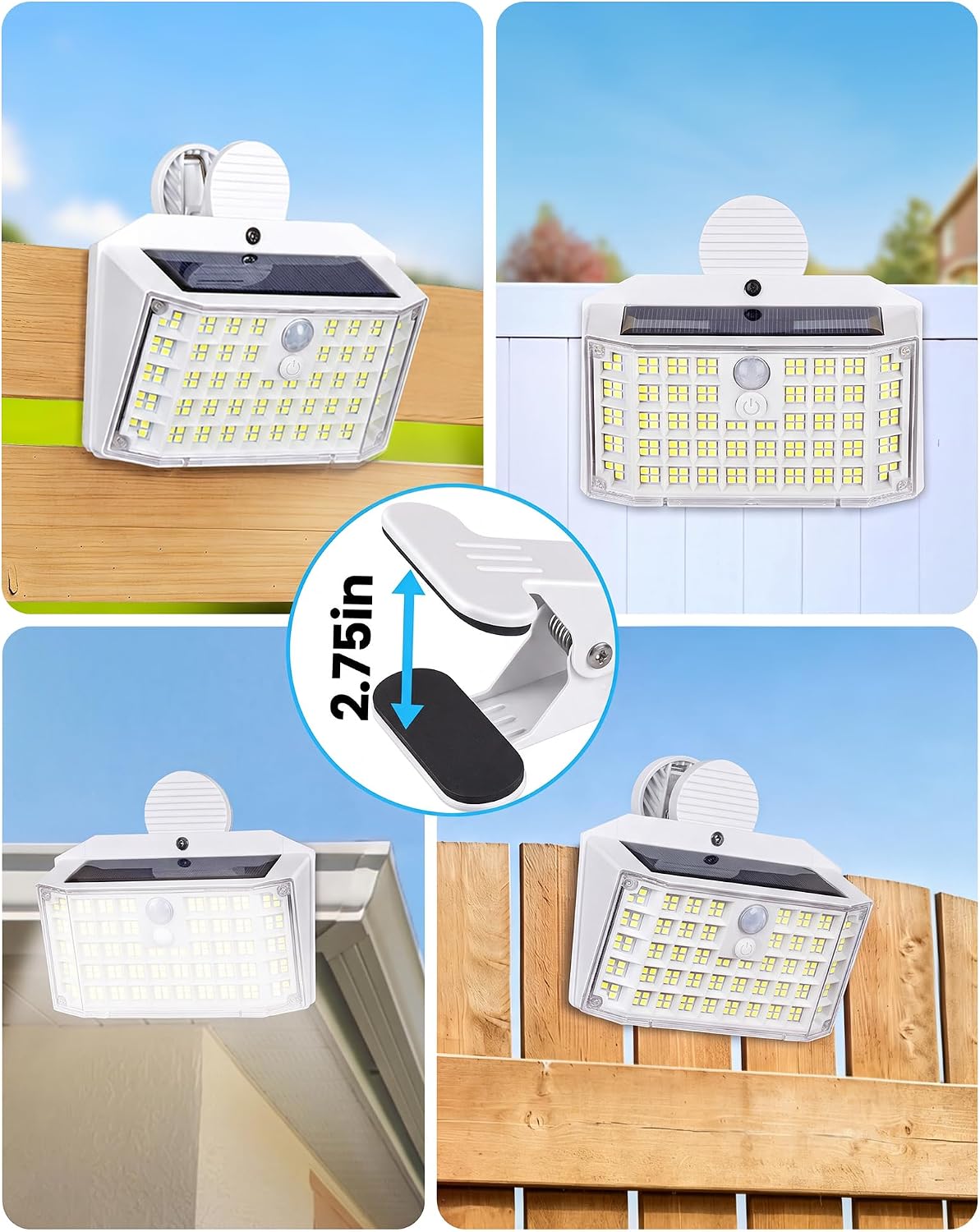 LUHLEE Clip on Solar Fence Lights Outdoor, 176 LED Motion Sensor Lights