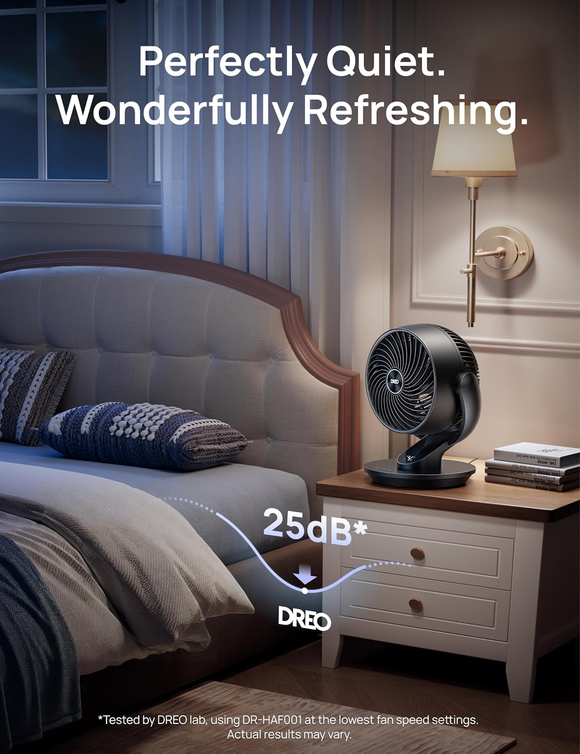 DREO Smart Fan for Bedroom, 120° Vertical and 90° Oscillating Fan with Voice Control, 13 Inch Quiet Air Circulator for Whole Room, 70 ft, 4 Speeds, 5 Modes, 12H Timer, Desk Fans for Home, Office