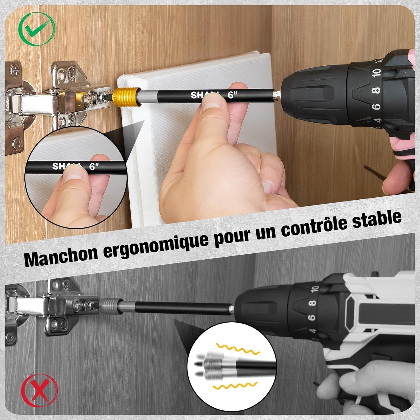 SHALL Drill Bit Extension Set, 4Pcs Magnetic Drill Screwdriver Bit Holder Extender with Aluminum Sleeve, 10Pcs S2 Steel Screwdriver Bits, 1/4 Inch Hex Shank, Quick Release