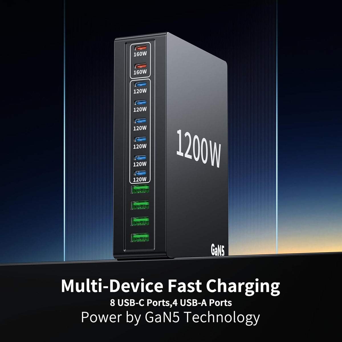 1200W USB C Charger Block Fast 12 Port MacBook Pro Charging Station | 140W PD PPS AVS HUB for All iPhone 17 Pro Max/17 Air/16 SE/Samsung Galaxy 26/ MacBook Pro/Air/iPad Pro/240W Cable