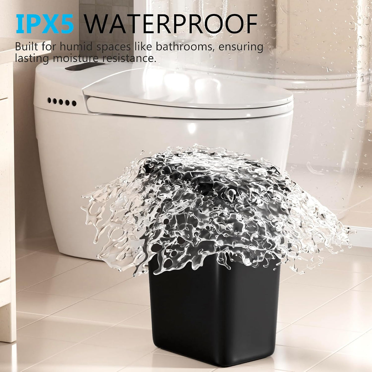 Bathroom Small Trash Can with Lid, Automatic Garbage Can, 2.6 Gallon