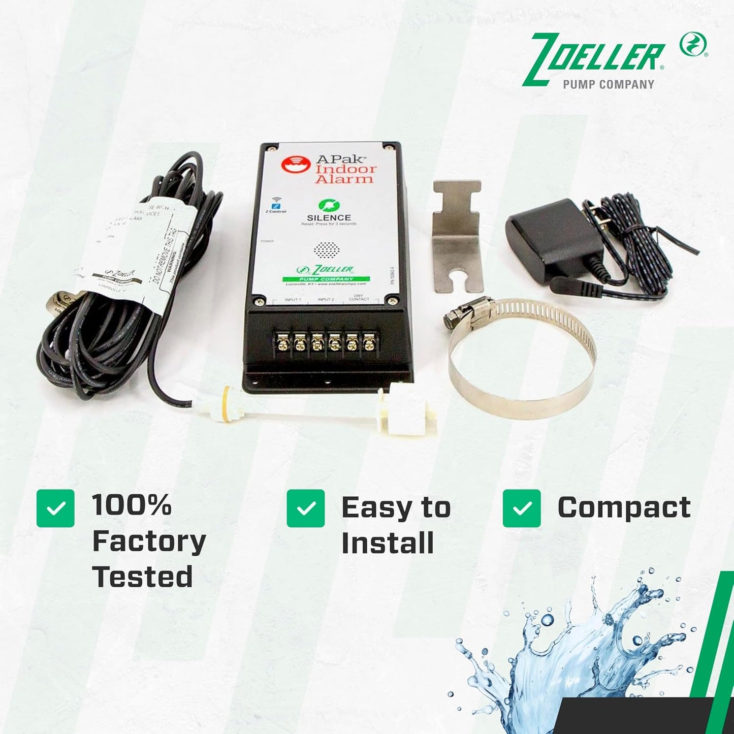 Zoeller APak Z-Control Indoor Alarm System w/Reed Sensor – High-Water Audible & Visual Alert for Basement Sump Pits, Pump Chambers & Holding Tanks – 115V with Battery Backup & Smart Alerts