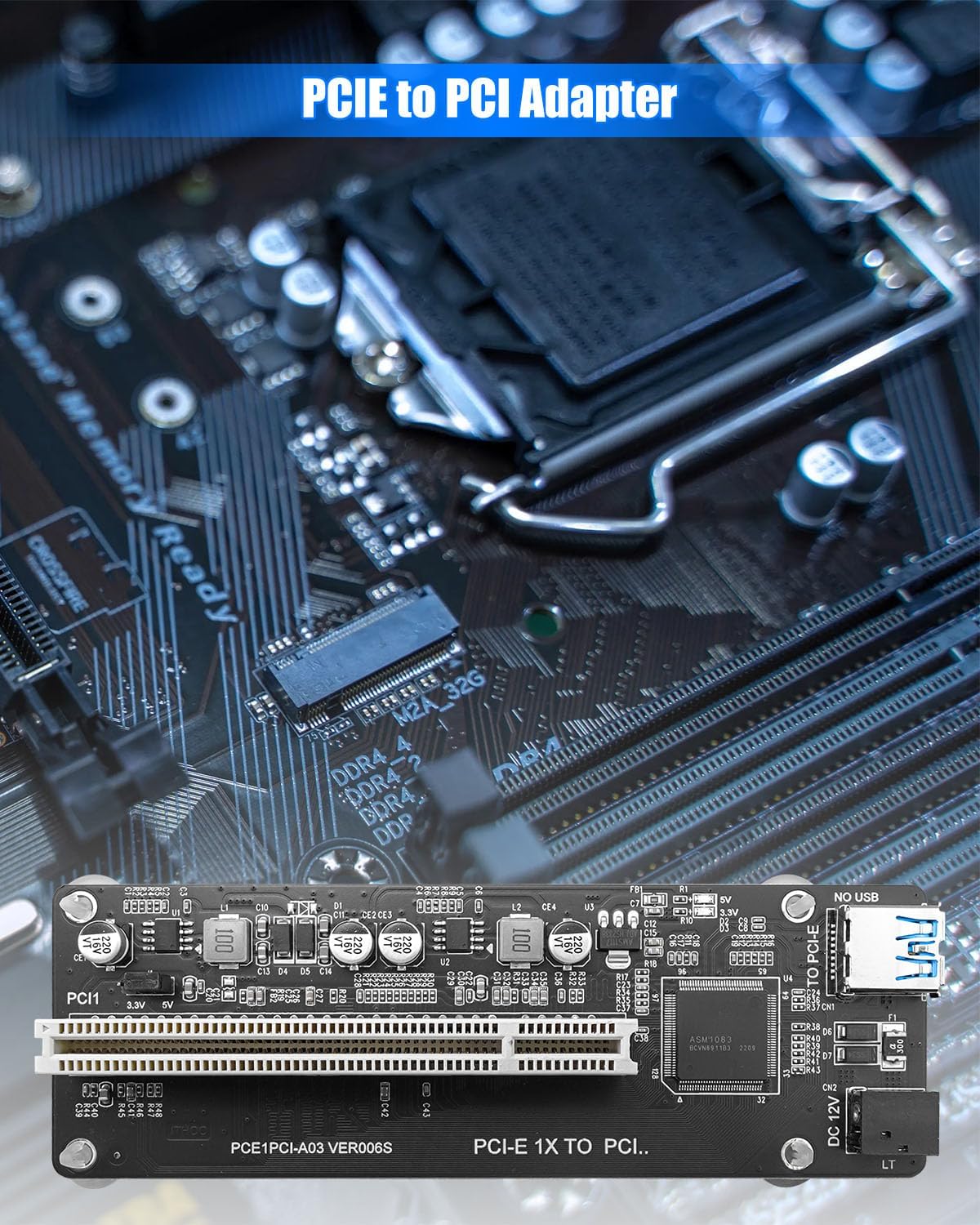 PCIe to PCI Adapter for Audio Interfaces Video Capture Industrial Devices | PCI Expansion Converter, Legacy PCI Cards with USB 3.0 Cable