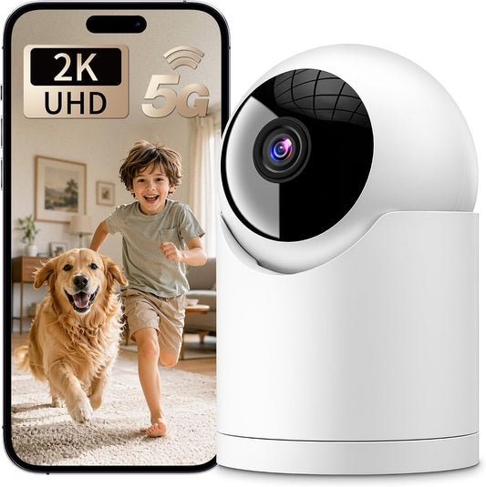 𝟐𝐊 Indoor Cameras for Home Security, for indoor Baby Pet Dog Cat Nanny | Auto tracking,5G&2.4G WiFi,Work with Alexa,AI Voice Output,Instant Alert,Night Vision,IP65