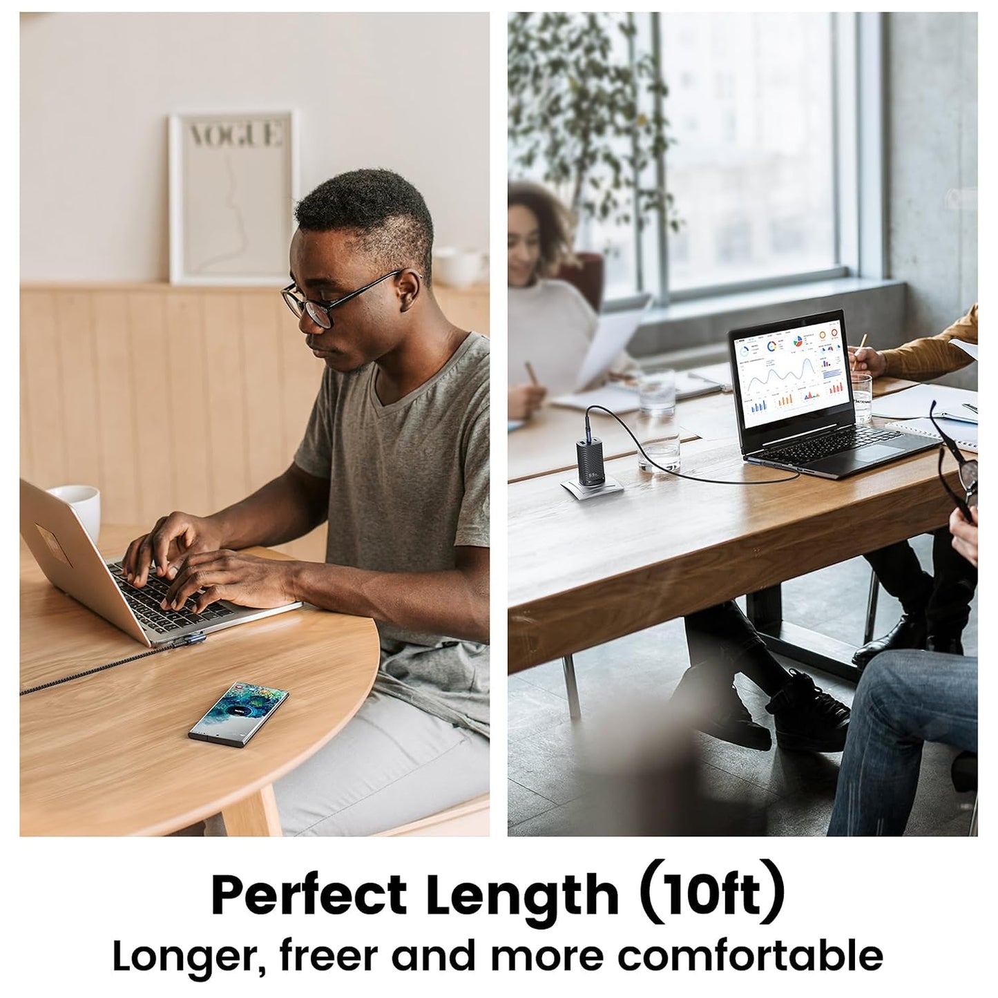 toocki USB C to USB C Charger Cable 10ft, 2Pack, 60W Type C Charging Cord | Right Angle, Fast Charging, Nylon Braid, Fit for iPhone 17 16 15 Pro Plus Pro Max Air/MacBook Air/Samsung S26 Ultra /S25
