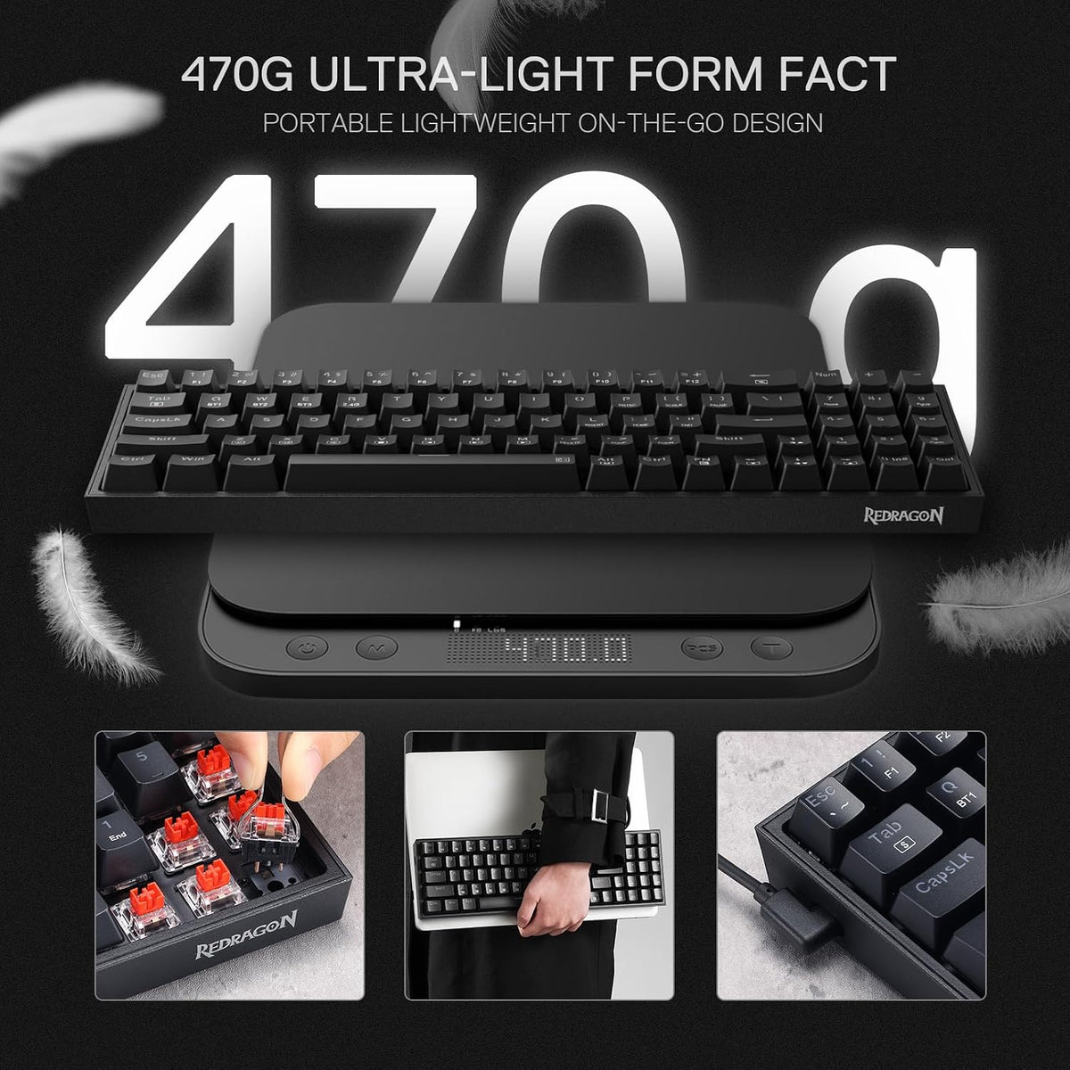 Redragon S136 Combo, K628 PRO 75% Wireless Gaming Keyboard + 7200 DPI Mouse | 78-Key Dedicated Arrow & Numpad, 0-Delay Tri-Mode Both Devices, Swap-Ready Socket, Shared Dongle, M693 5 on-board CPI Mice