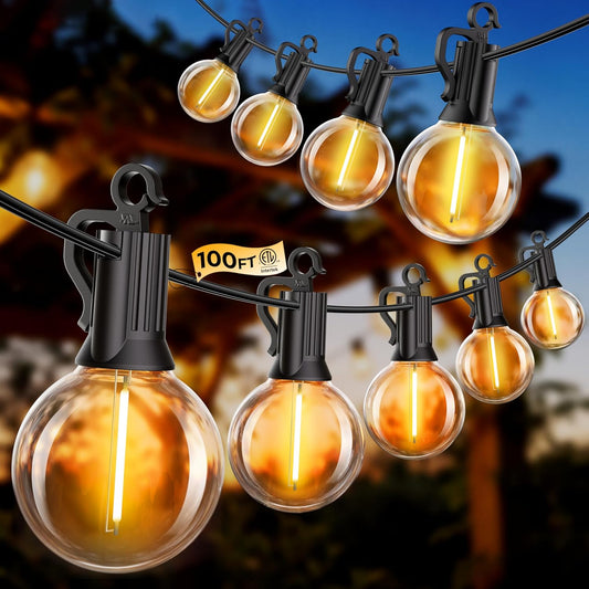 100FT 52 LED Bulbs Outdoor String Lights, IP65 Waterproof String Lights | G40 Shatterproof Connectable Outside Patio Light for Backyard Porch Balcony Garden Decor Christmas Camping Gazebo