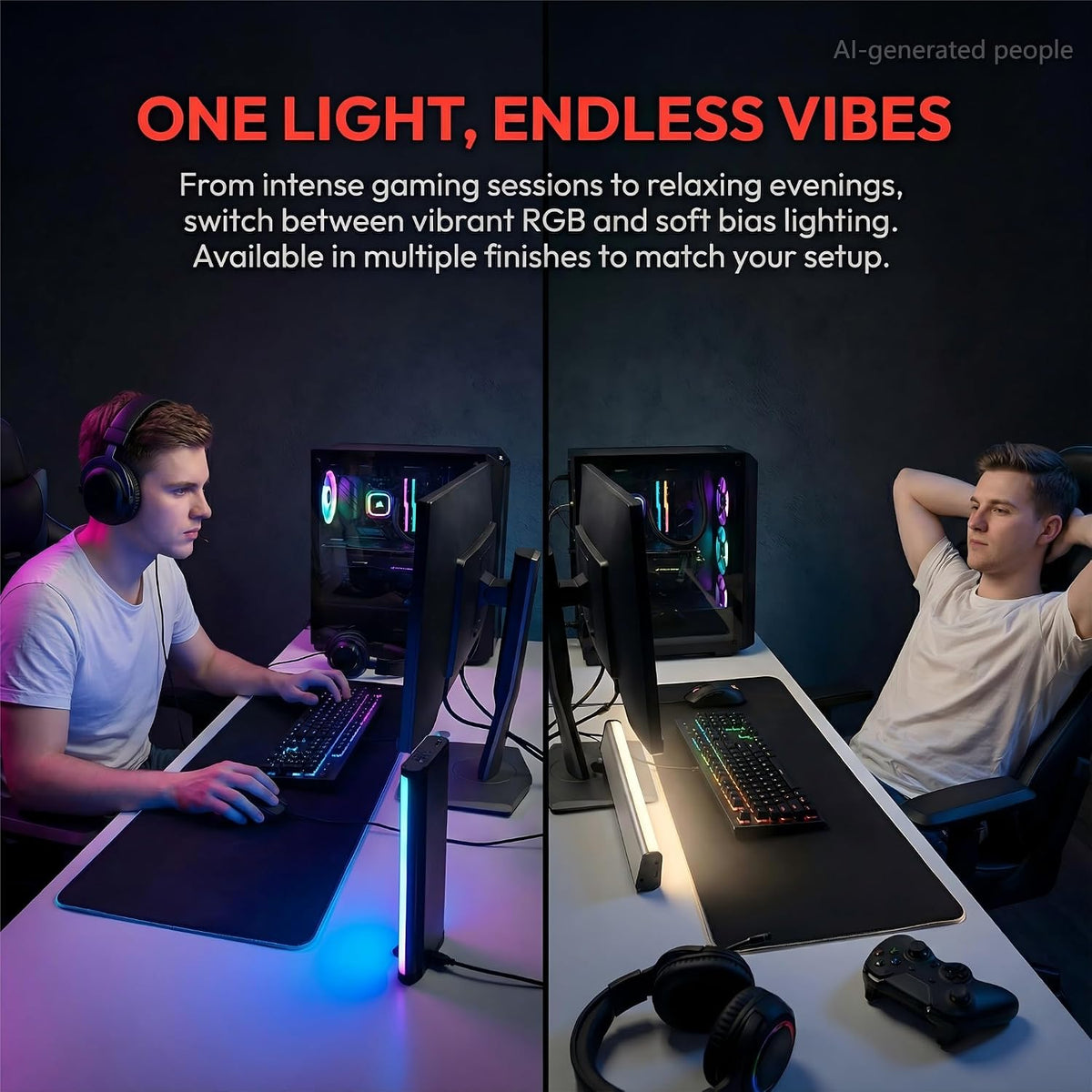 Light Bar Desk Lamp with Music Sync & RGB Ambient Lighting